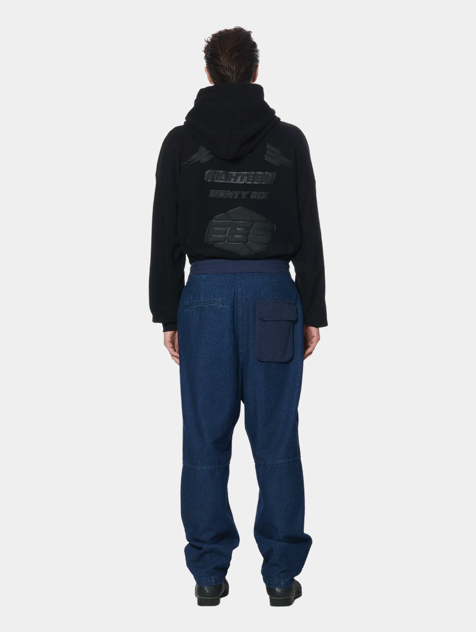 DENIM CARGO PANTS - BLUE