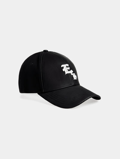 EES FAUX LEATHER CAP - BLACK