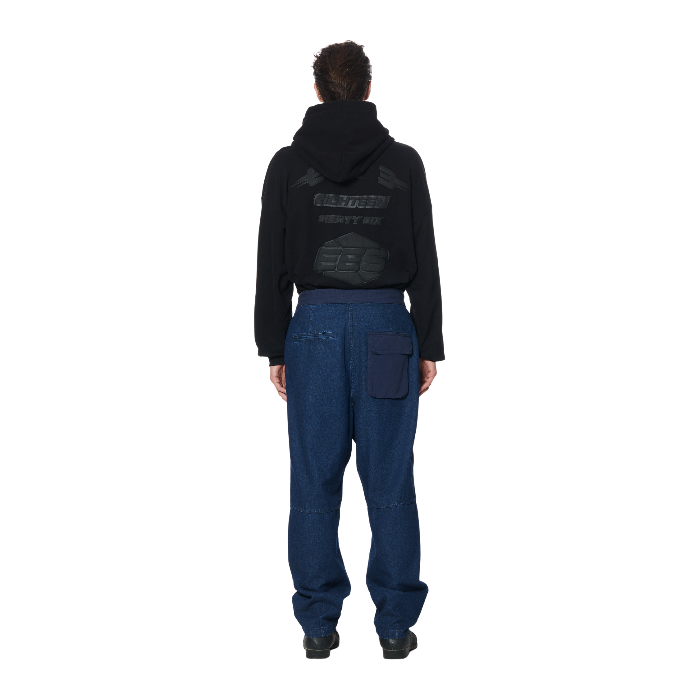 DENIM CARGO PANTS - BLUE