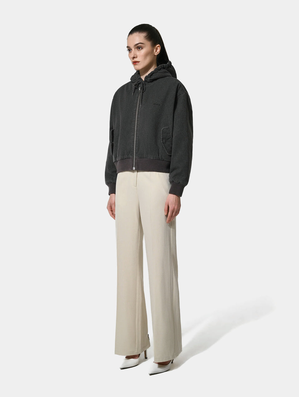 ZIP LEG PANTS - OFF WHITE